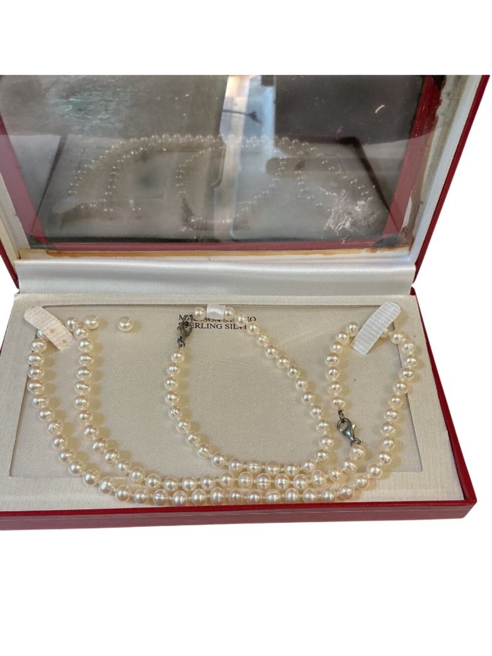 Madison Studio Pearl Necklace Bracelet & Earring Set Sterling Silver Clasp - Picture 2 of 5
